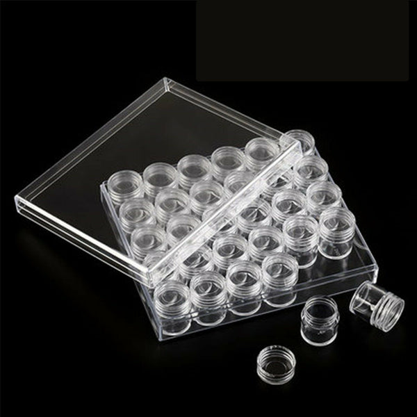 30PCS Craft Hobby Plastic Round Clear Container Box Bead Glitter Jar Storage Box