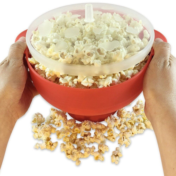 Microwave Silicone Popcorn Popper Maker Collapsible Bowl Hot Air Dishwasher Safe - Lets Party