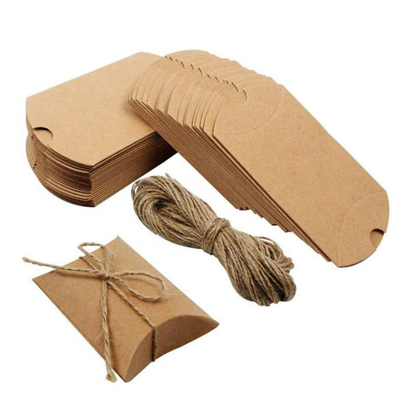 100pcs Candy Boxes Pillow Favor Gift Box Wedding Party Favour Kraft Paper