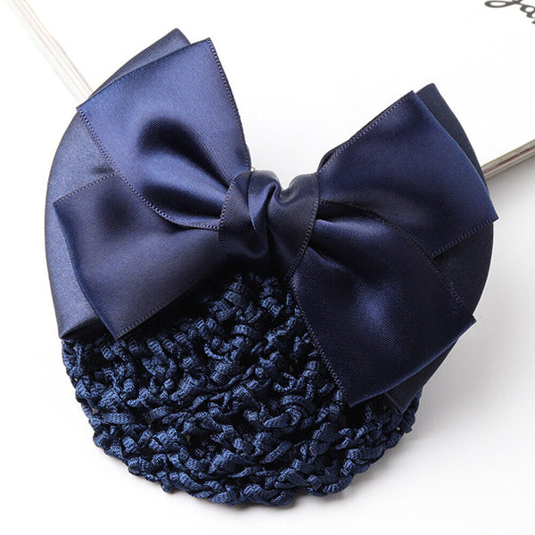 Bowknot Hair Net Accessory Clip Barrette Women Snood Hairnet Bow Bun Cover