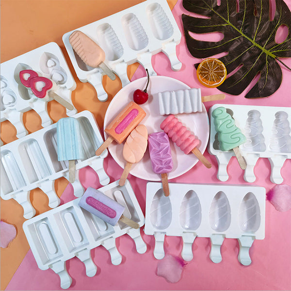 4 Cell Silicone Ice Cream Mold Juice Ice Lolly Maker Ice Lolly Pop Mould AUS - Lets Party