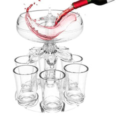 Shot Dispenser – 6-Shot Liquor Caddy with Glasses Bar Set