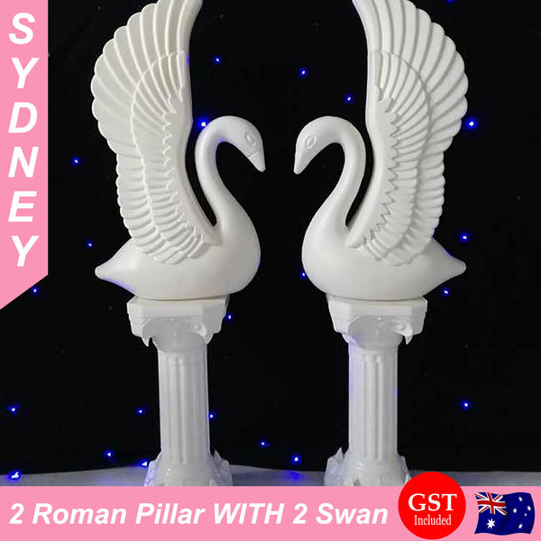 2X 88CM Roman Pillar Column Stand WITH+2X Swan Column Wedding Props Venue Decor