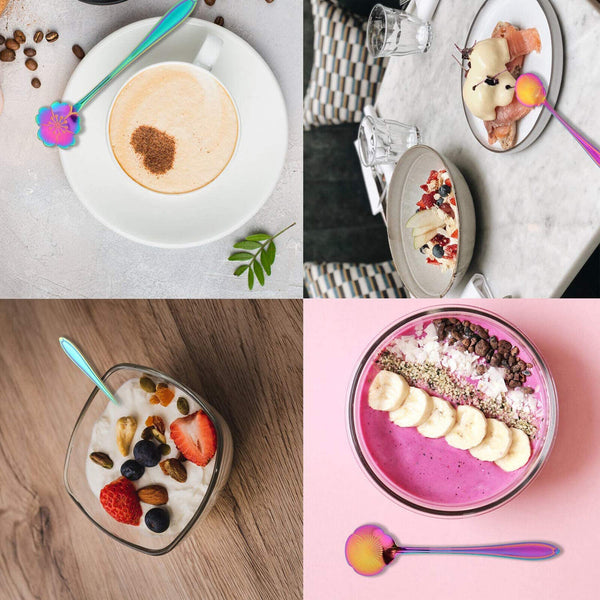 8PCs Flower Teaspoon Set Stainless Steel Spoons Tea Cake Dessert Cutlery Set AU