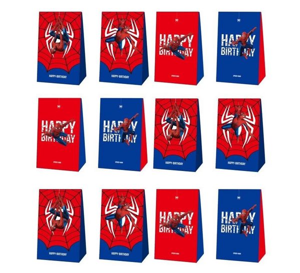 12PCS Spiderman Paper Loot Lolly Gift Bag Party Supplies Birthday Decoration