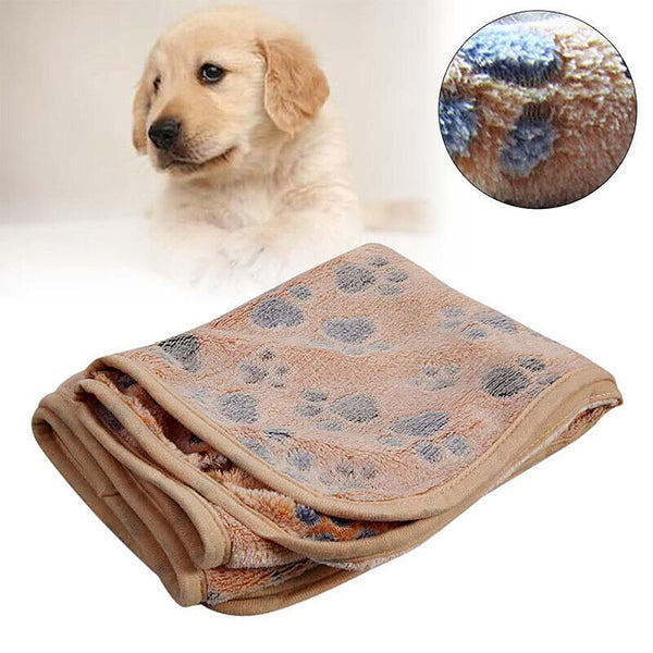 1X Warm Pet Mat Paw Print Cat Dog Puppy Fleece Soft Blanket Bed Cover Cushion AU