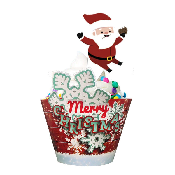 24PCS Christmas Cupcake Toppers Wrappers Party Supplies XMAS Decoration