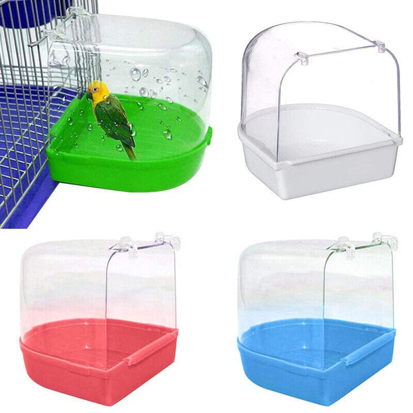 Bird Water Bath Tub For Pet Cage Hanging Bowl Parrot Birdbath Pet Cleaning AU