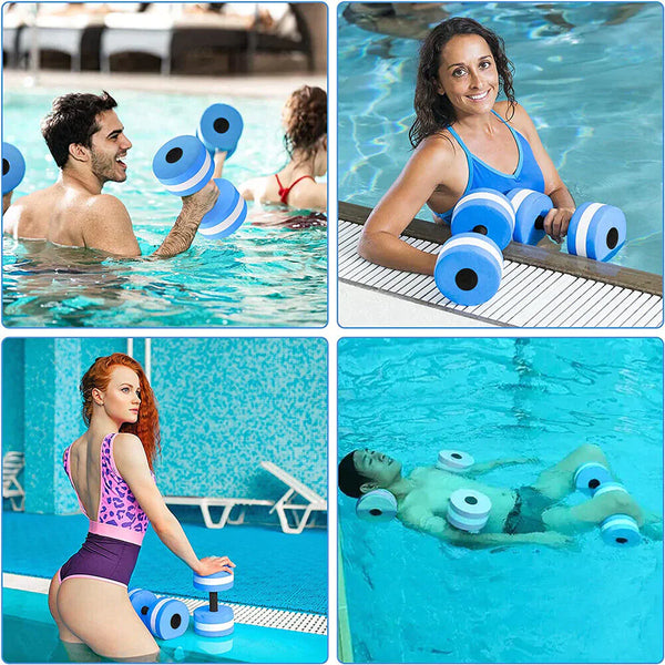 1x  Grey Water Dumbbells Aquatic Exercise Dumb bells Water Aerobics Workouts Barbells - Lets Party