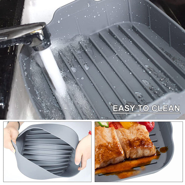 Reusable Grey Air Fryer Accessories Basket Silicone Pot Baking Tray Mat Oven Nonstick - Lets Party