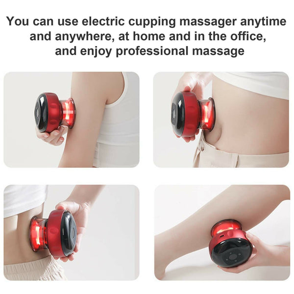 Red Electric Cupping Therapy Massager Portable Rechargeable 6 Level Adjustable - Lets Party