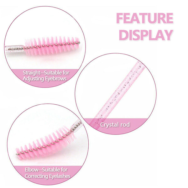 Purple Red New Disposable Eyelash Brush Applicator Extension Mascara Wands - Lets Party