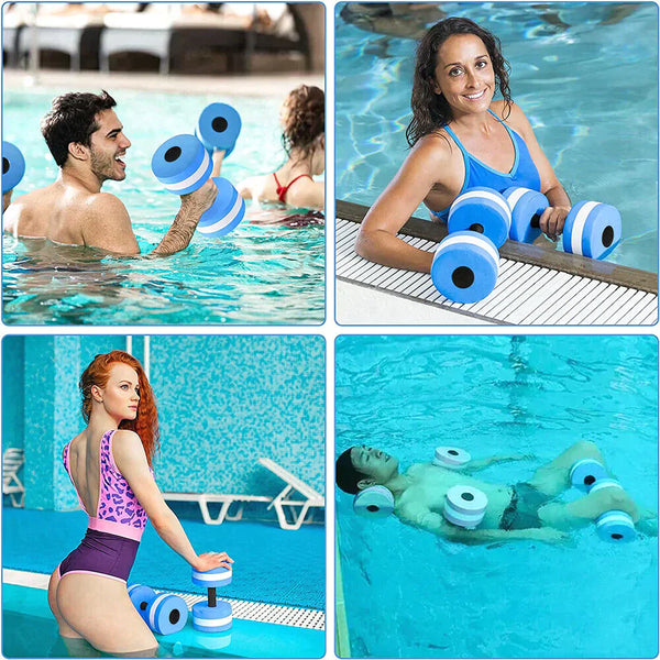 1x  Yellow Water Dumbbells Aquatic Exercise Dumb bells Water Aerobics Workouts Barbells - Lets Party