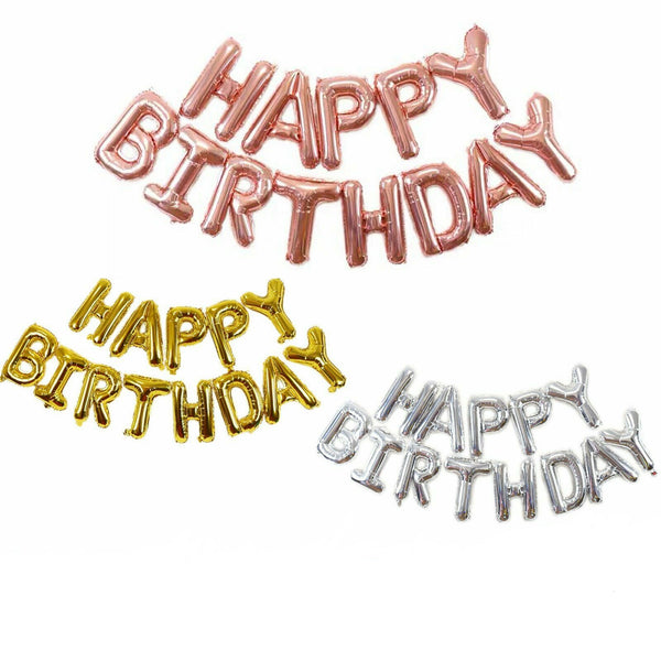 40cm 3D Happy Birthday Letters Balloons Inflating Foil Banner Bunting Celebrate - Lets Party