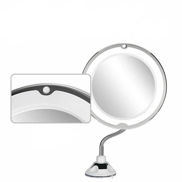 10X Magnifying Makeup Mirror With LED Light Cosmetic 360° Rotation Flexible - Lets Party