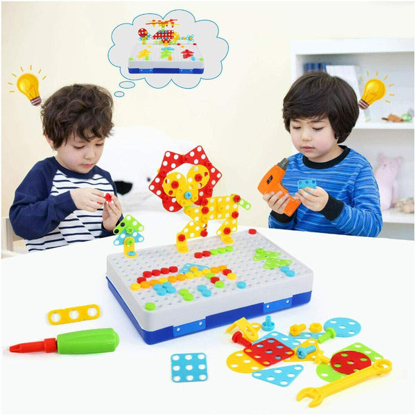 237Pcs Design & Drill 3D Puzzle Mosaic Pegboard Imagination Creative Building - Lets Party