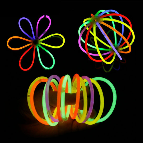 Neon Color Glow Sticks + Connector Glowsticks Party Glow In The Dark - Lets Party