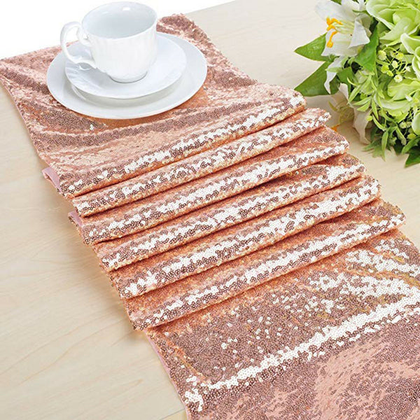 30 x 180cm Rose Gold Sequin Table Runner Wedding Event Party Bling Decorat Sashes - Lets Party