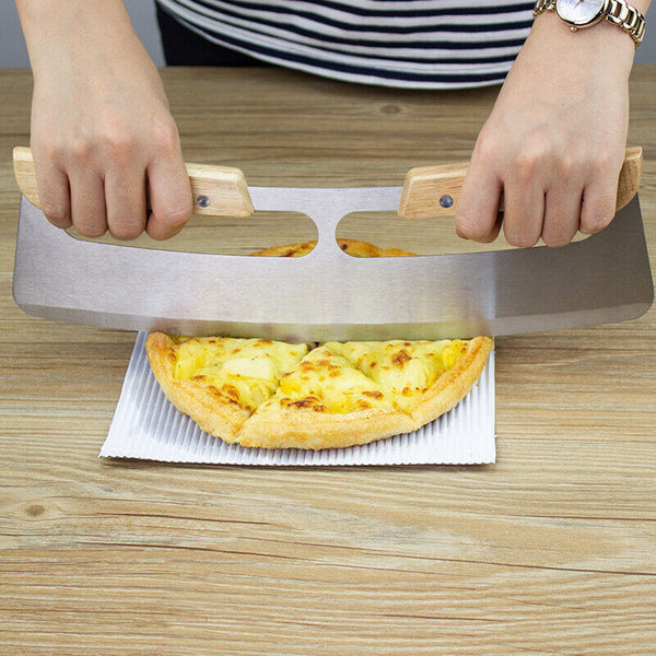 Kitchen Stainless Steel Pizza Cutter Rocker Blade Slicer 35CM +Protective Cover - Lets Party