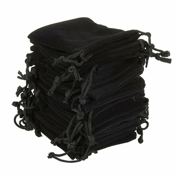 100PCS Velvet Drawstring Black Jewelry Storage Safety Case Gift Bags Pouches AU - Lets Party