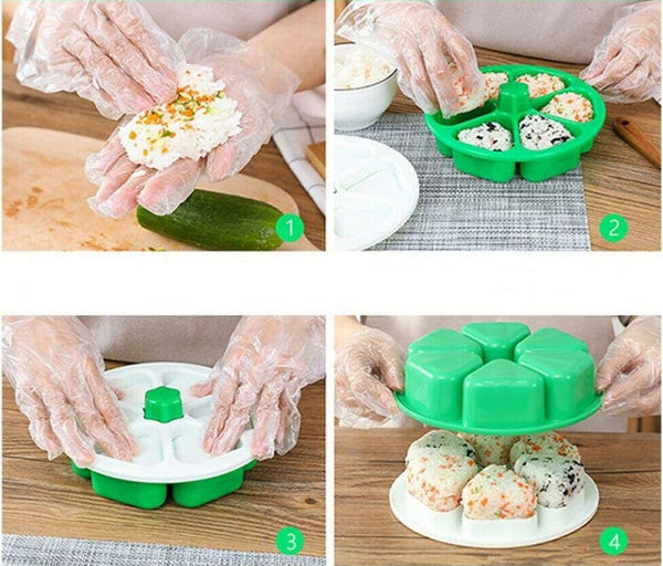 6 Holes Sushi Mold Onigiri Rice Ball Bento Press Maker Mold Kitchen Accessories - Lets Party