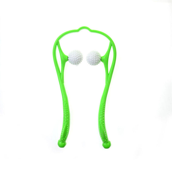 Green Hand Roller Neck Shoulder Dual Trigger Point Self Massager Pressure Relieve Ball - Lets Party