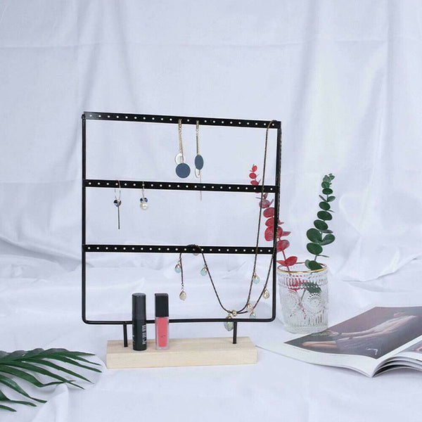 Wooden Earring Display Stand Holder Jewelry Necklace Rack Organizer - Lets Party