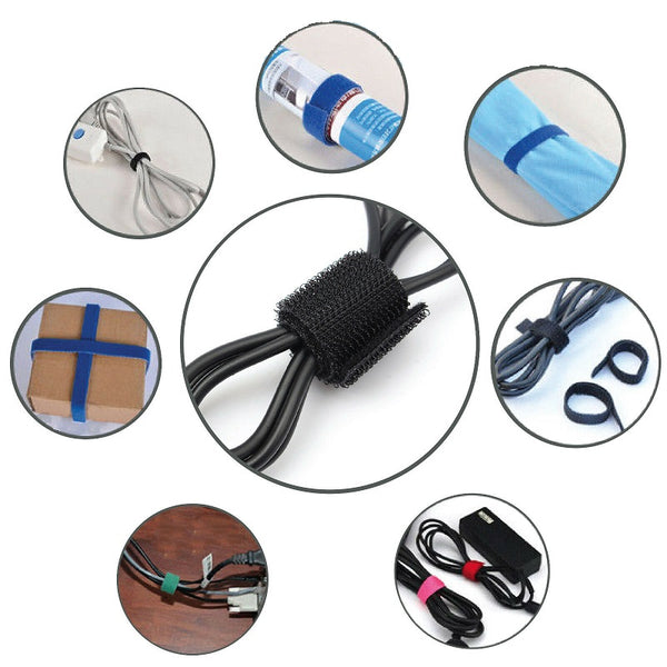 10M Hook & Loop Heavy Duty Strap Cable Ties Reusable Cord Grip PC TV Tidy Wrap - Lets Party