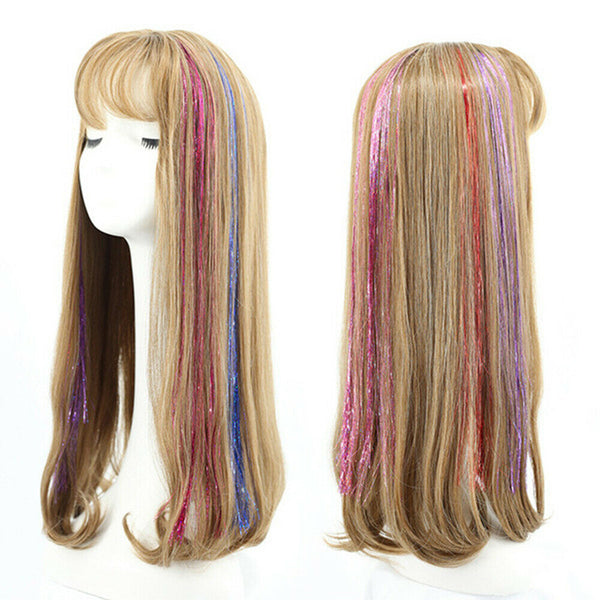 Extensions Glitter Tinsel Hair Hair skin weft Holographic Highlights Party - Lets Party