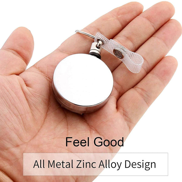 2X Heavy Duty Large Retractable Key Chain Steel Wire Badge Holder ID Card Holder