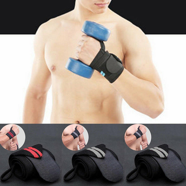 2x Weight Lifting Gym Muscle Training Wrist Support Straps Wraps Bodybuilding AU
