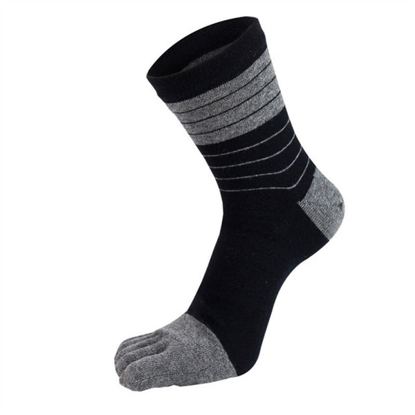 3 Pairs Men Cotton Running Ankle Sports Toe Socks Five Finger Grey Blue Black
