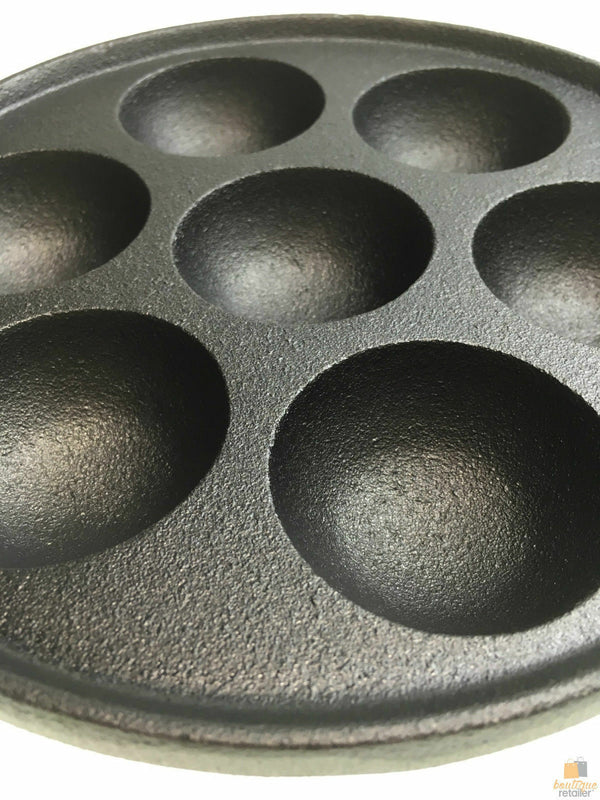 7Holes Dimple Cast Iron Poffertjes Mini Dutch Pancake Pan Handle Braised Octopus