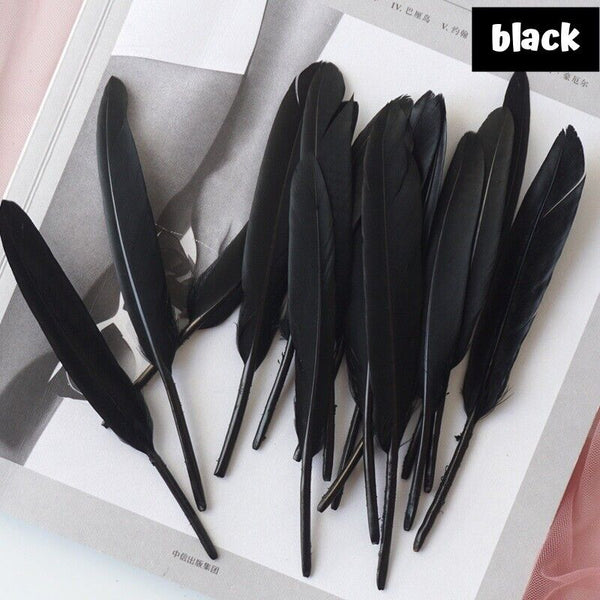 50pcs Black 10-15cm Goose Feathers DIY Craft Cake Party Wedding Decoration AU