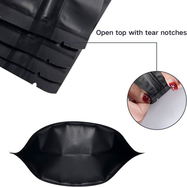 200PCS Black Aluminum Bag Mylar Foil Pouch Heat Sealer Food Storage Package Bags