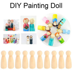 20X Unfinished Wooden Peg Dolls Wooden Tiny Doll Bodies People Decor Wood Crafts