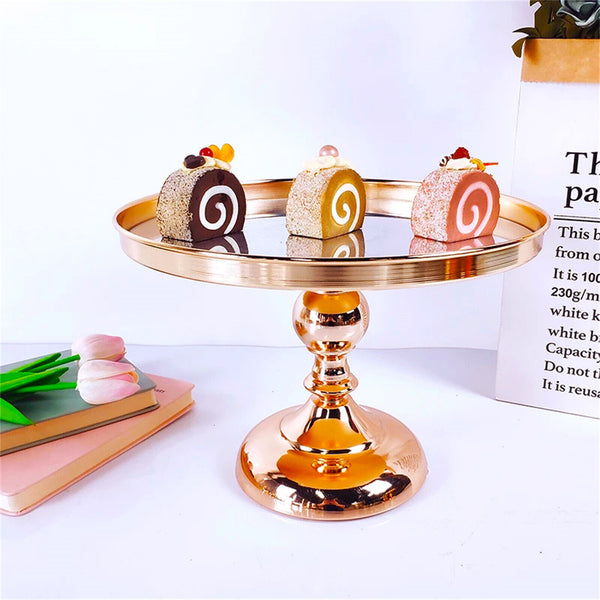 1 Tiers Mirror Top Cake Stand Rack Cake Holder Wedding Birthday Party Decor Gold