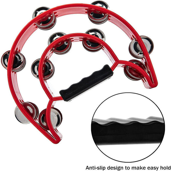 Double Half Moon Tambourine Musical Percussion Instrument Bell Beat Drum ABS AU