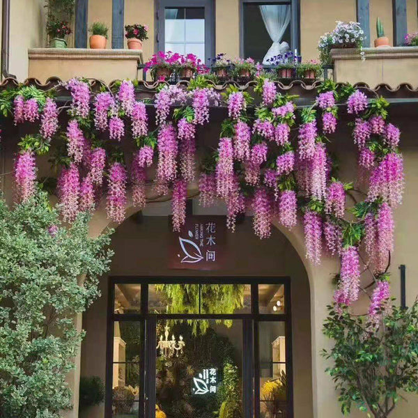 12X 110cm Artificial Wisteria Silk Fake Flower Garland Vine Leaf Hanging Wedding