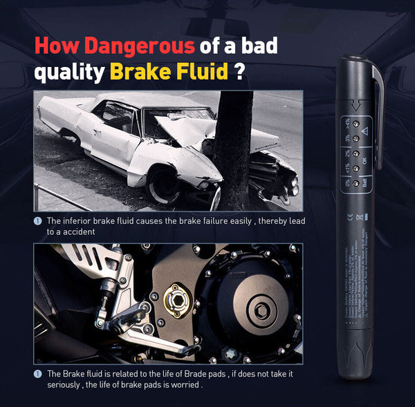 Brake Oil Fluid Tester LED Moisture Liquid Tool Car Vehicle Test Indicator Pen-
