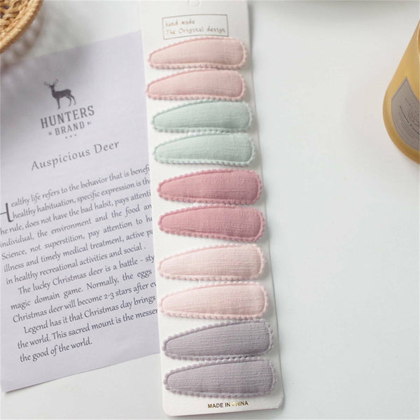 10X Snap Clips Baby Girl Toddler Linen Small Bow Fringe Hair Clip Accessory New