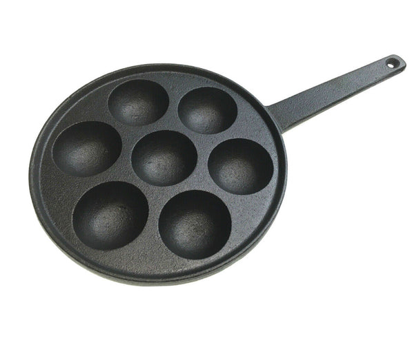 7Holes Dimple Cast Iron Poffertjes Mini Dutch Pancake Pan Handle Braised Octopus