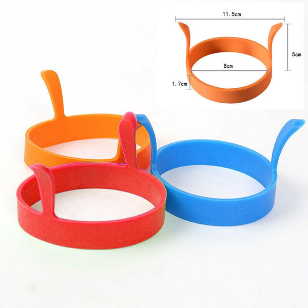 6pcs Silicone Egg Rings Non Stick Kitchen Baking Tools Pancake Handles AU Stock