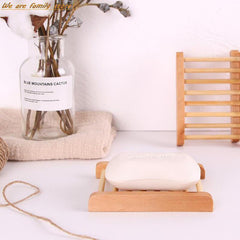 Natural Wooden Bamboo Soap Dish Tray Holder Storage Soap Rack Box Soap Dishes AU