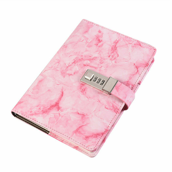 Leather A5 Marbled Journal Wired Diary Lockable NoteBook Password Lock Gift AU