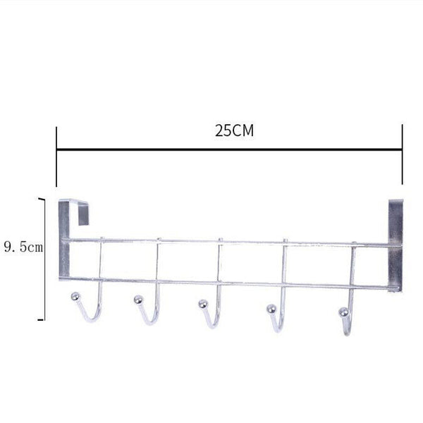 2PCS 5 Hooks Over Door Hanger Rack Shelf Kitchen Bathroom Coat Home Towel Holder