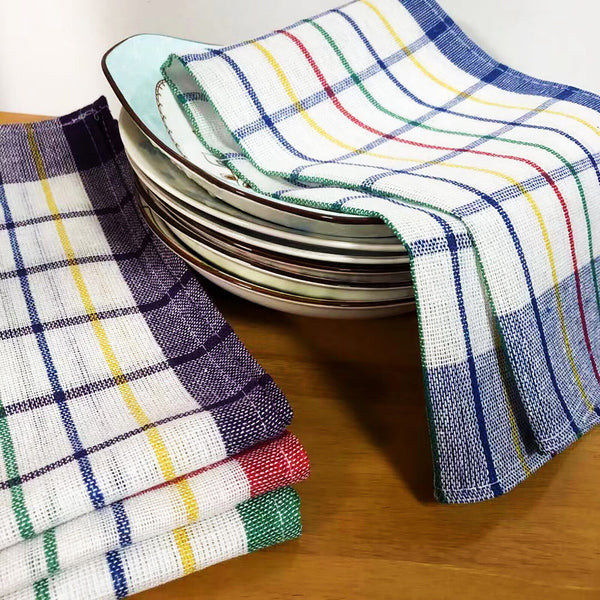 12PCS Tea Towel Kitchen Dish Towels 100% Cotton Absorbent Cleaning Cloth 34x58cm