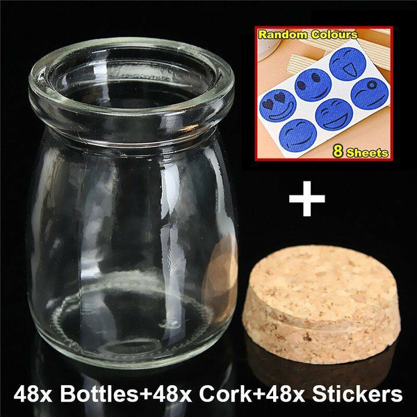 ❤️100ml GLASS BOTTLES CORK LID 100mL Wedding Party Favours Gift Spice Lolly Jars