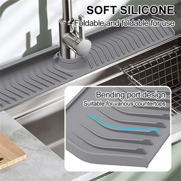 Tray Slip Mat Kitchen Faucet Sink Splash Guard Silicone Drain Pad Water Catcher