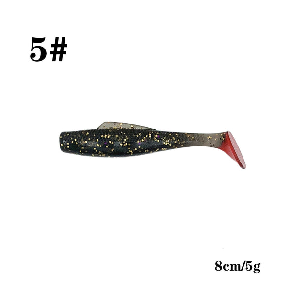 6X 8CM Floating T Tail Soft Bait Bionic Bait TPR Material Stretchable Soft Bait